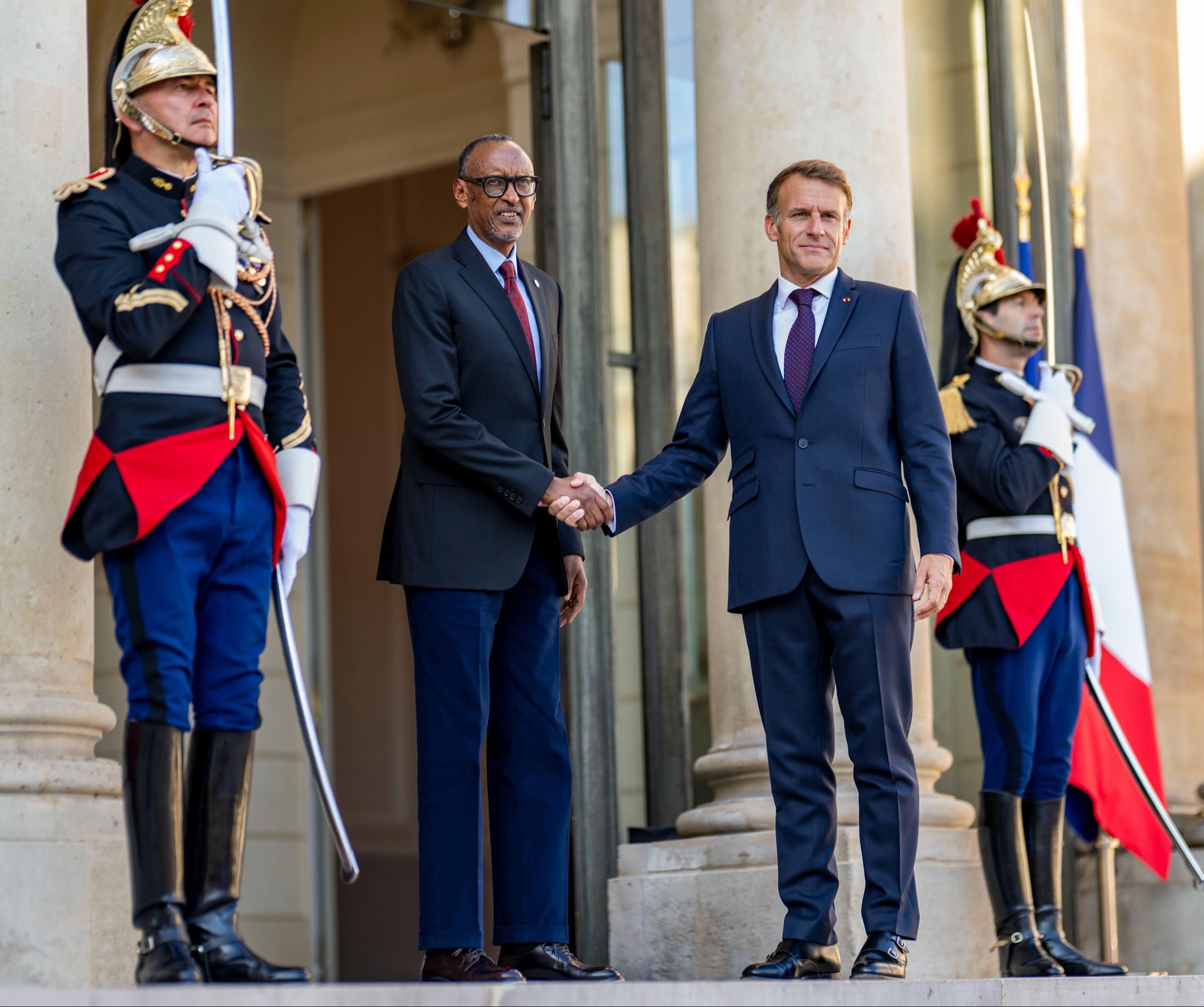 President Paul Kagame and his French counterpart, Emmanuel Macron, held talks at the Élysée Palace in Paris on Friday morning.