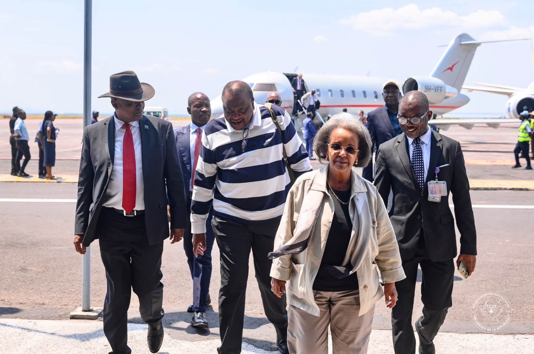 Kenyatta, Masisi and Sahle-Work in Kinshasa after visits to Kigali and Goma